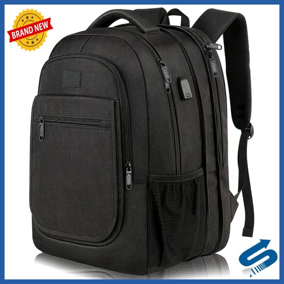 Large Travel Laptop Backpack Expandable Anti Theft USB Charging Water Resistant
